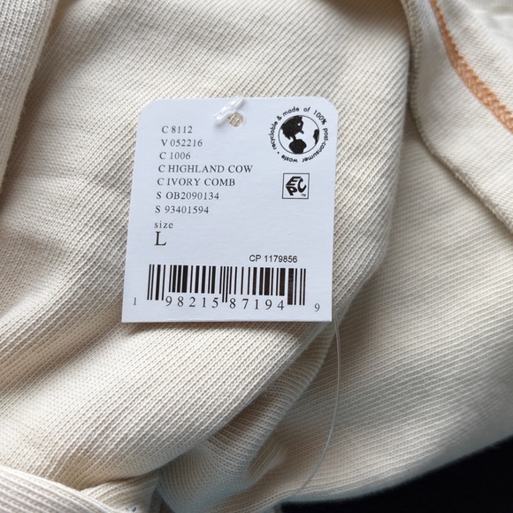 Free People Highland cow We The Free Farm Friends Tee Shirt Cream Sz L NEW - Picture 11 of 14